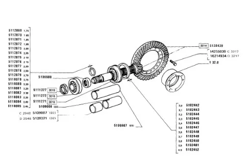 5102447 - Шайба 3,5мм толщ. подш. хвостовика моста задн. TMT7/MXMPm., T6090